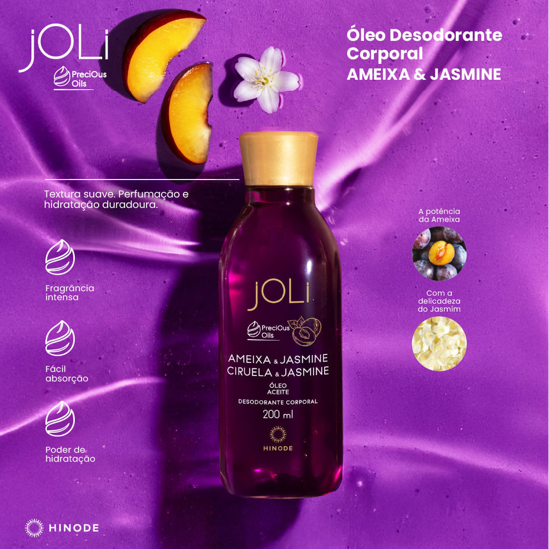 Óleo Desodorante Corporal Joli Ameixa e Jasmine 200ml