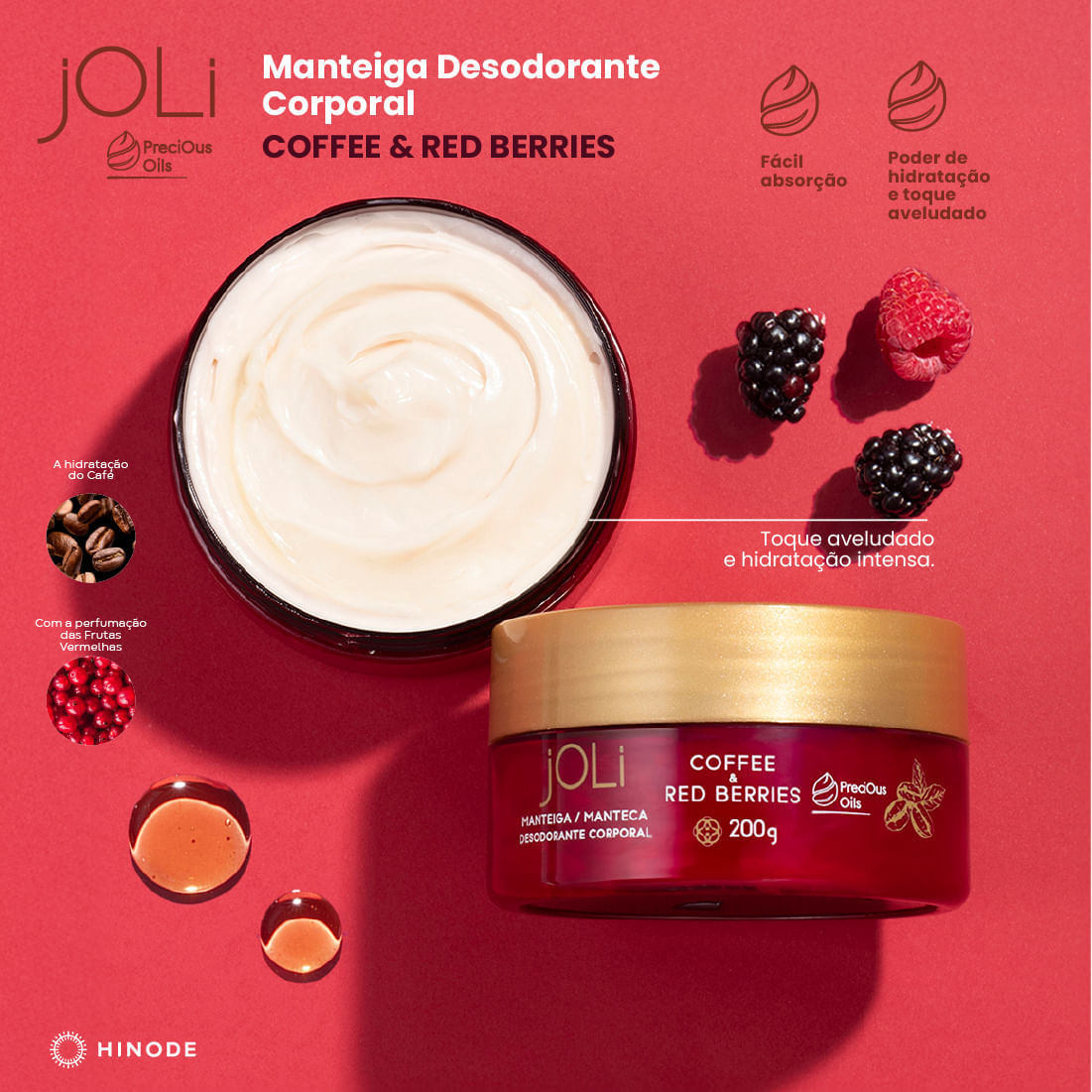 Manteiga Corporal Joli Café e Frutas Vermelhas 200g