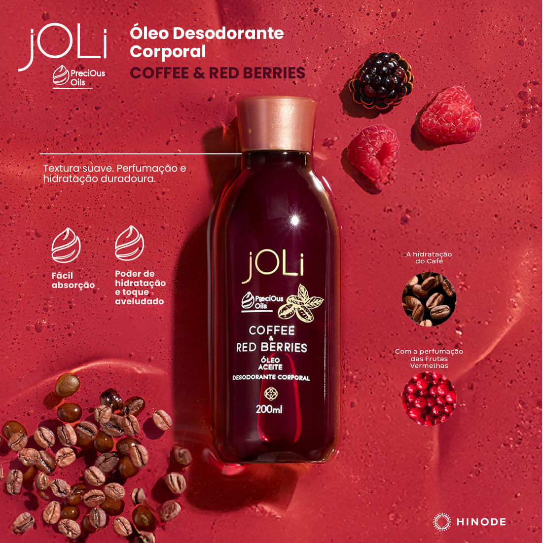 Óleo Desodorante Corporal Joli Café e Frutas Vermelhas 200ml